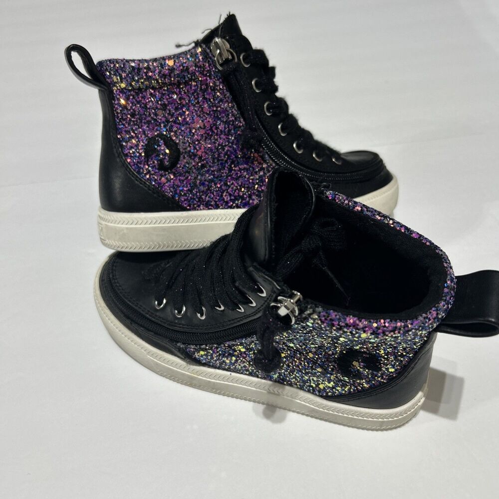 BILLY Footwear Kids Billy Classic Lace High Black Purple Glitter Shoes Size 13M